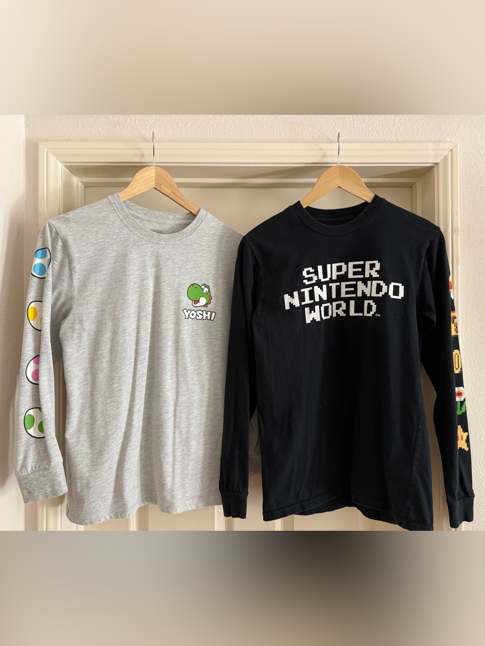 Super Nintendo World Black Long-Sleeve AND Yoshi Gray Long-Sleeve